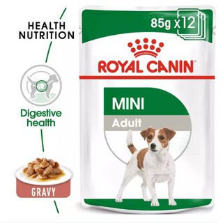 Royal Canin Mini Adult อาหารสุนัข อาหารเปียกในน้ำเกรวี่ สุนัขโตพันธุ์เล็ก น้ำหนักน้อยกว่า 10 Kg. (85 กรัม/ซอง) x 12 ซอง