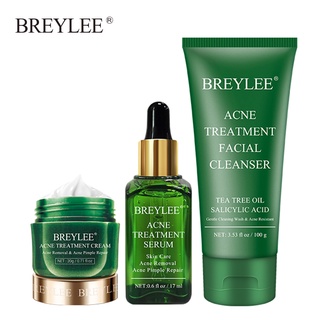 BREYLEE เซรัม สูตรกําจัดสิว 3 ชิ้น เซรั่มรักษาสิว เซรั่มบำรุงผิวหน้า ครีมแต้มสิว เจลล้างหน้า สะอาดผิวหน้า ลดสิว สูตรช่วยลดสิวและควบคุมความมัน ลดการเกิดสิวซ้ำ