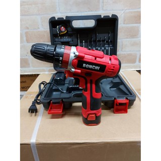 BONCHI สว่านไร้สาย cordless drill สว่าน 28V 3ระบบ แบต2ก้อน ทั้งหมด29ชิ้น