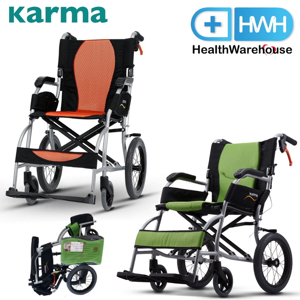 รถเข็นผู้ป่วย Karma S-Ergo Lite ( สีเขียว / สีส้ม ) Wheelchair Hospital วีลแชร์ รถเข็น รถเข็นผู้สูงอ