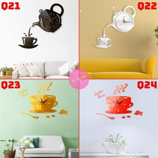 นาฬิกาติดผนัง นาฬิกากาแฟ กระจกเงา สติกเกอร์ อะคริลิค พร้อมส่ง DIY Coffee Clock Acrylic Sticker