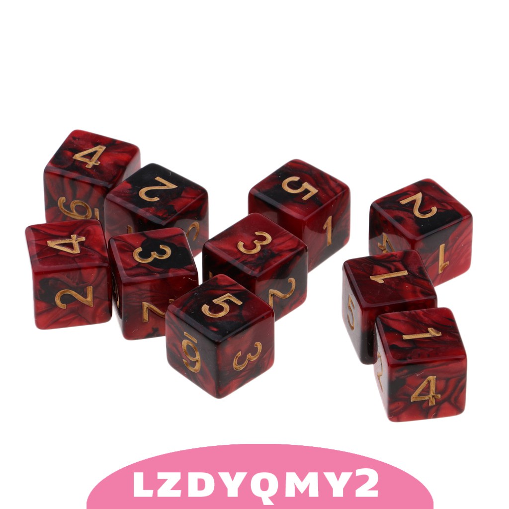 Curiosity 10pcs Square 16mm Six Sided D6 Opaque Standard Game Dice With ...