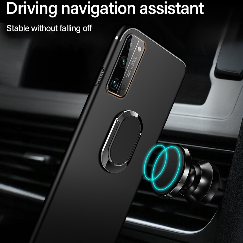 LG Velvet 5G สีดําแม่เหล็กแม่เหล็กแหวนนิ้วมือรถปลอกซิลิคอน TPU ฝาหลังโทรศัพท์ LG กํามะหยี่ 5G กรณี 6