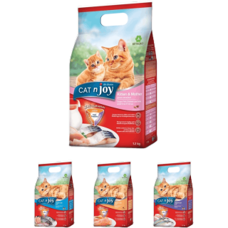 CAT n joy (แค็ท เอ็นจอย) อาหารแมวชนิดเม็ด บำรุงขน ทุกสูตร ขนาด 1.2 kg