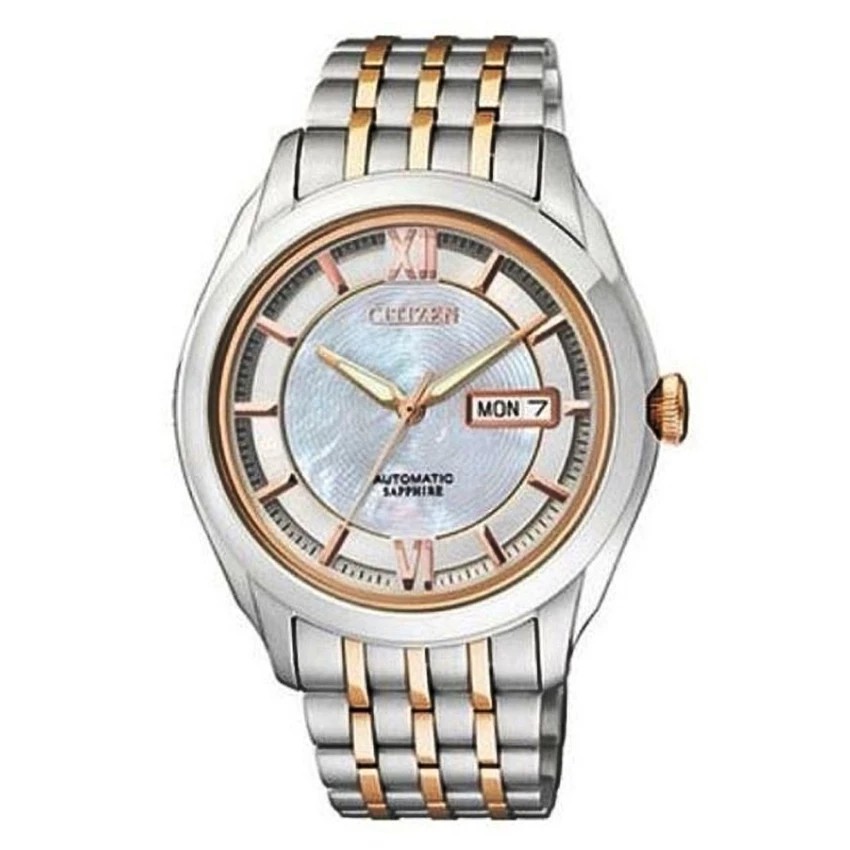 CITIZEN Automatic Men's Watch Stainless Strap Sapphire รุ่น NH8348-51A - 2กษัตริย์ Silver/PinkGold Pearl