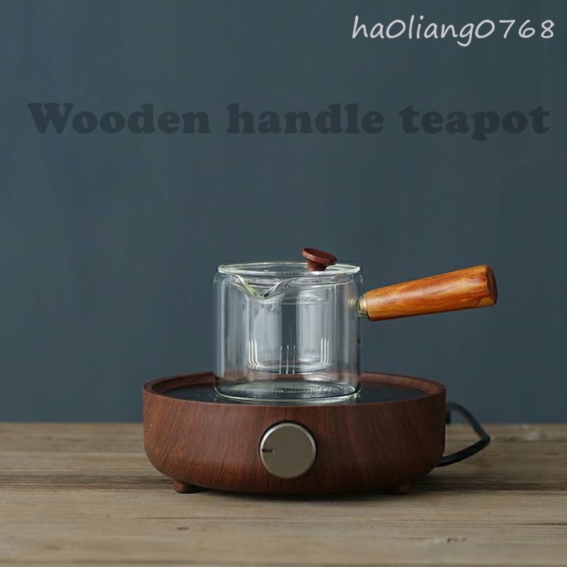 กาน้ำชาด้ามไม้ แก้วทนความร้อน Wooden handle teapot ✅สินค้าพร้อมส่ง ราคา ถูกที่สุด ดีลบีเคเค