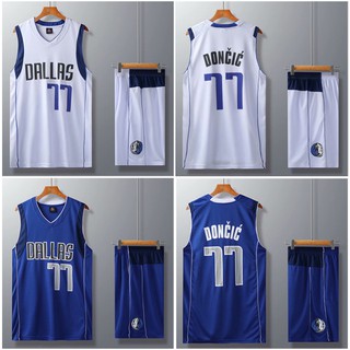 NBA Luka Doncic Jersey #77 Dallas Mavericks Basketball Jersey Tops+Shorts ชุดบาสเกตบอล เสื้อบาสเก็ Set