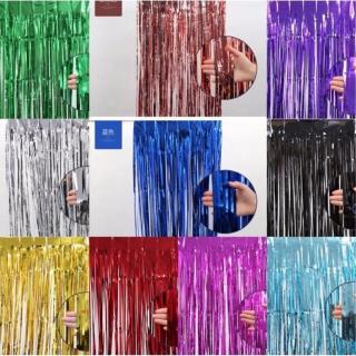 Rain Fringe Metallic Foil Curtain Birthday Wedding Party Background Wall Deco