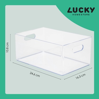 LUCKY HOME ถาดอเนกประสงค์ตั้งโต๊ะใส ขนาดถาด (กว้างxยาวxสูง): 16.3 x 24.6 x 10.8 cm TLV-601 ใส/UT-011 ขาว