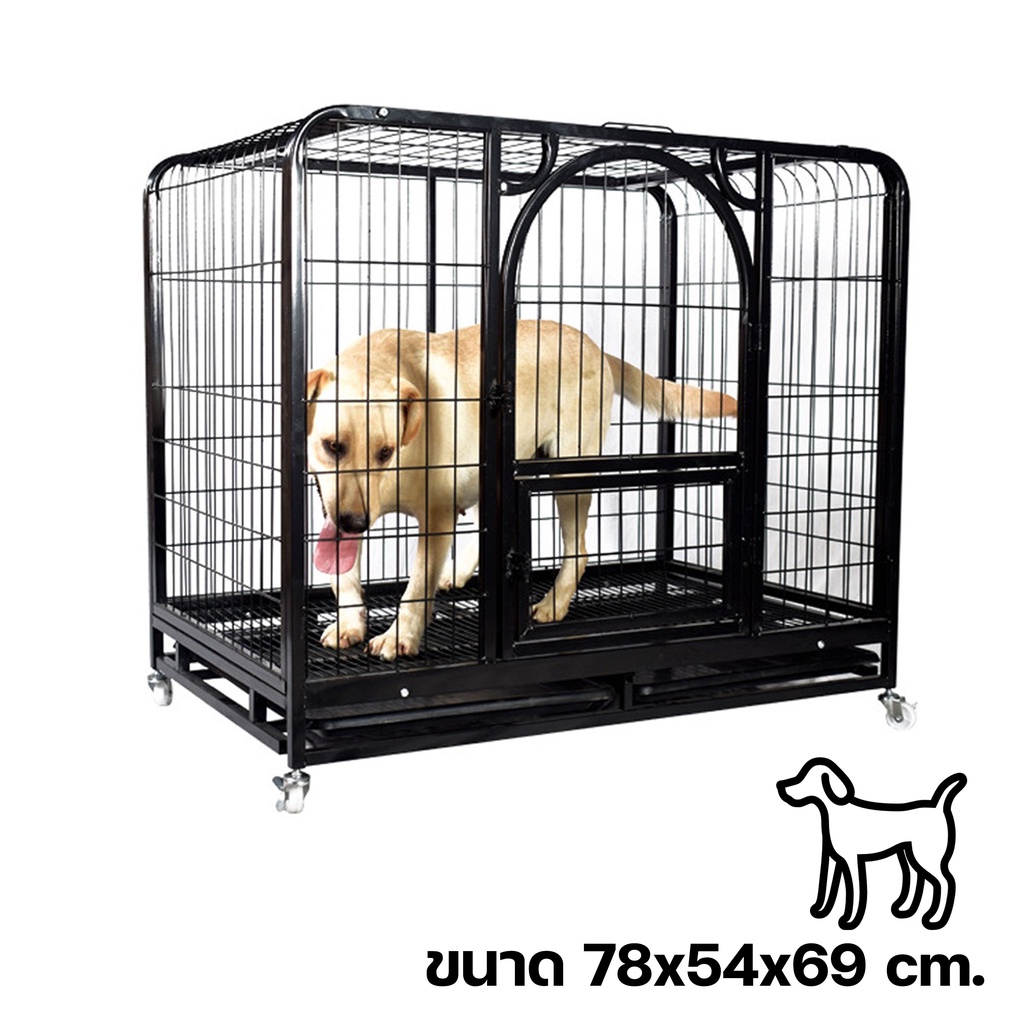 กรงสุนัข กรงจัมโบ้ กรงหมา กรงสุนัขใหญ่ กรงเเมว กรงสัตว์เลี้ยง กรงเหล็ก Size S ขนาด 78*54*69 cm. Dog Cage Pet Supplies