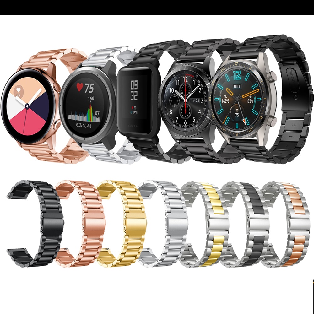 สายนาฬิกาข้อมือสแตนเลส 18 20 22 24 มม. สําหรับ Huawei Watch GT 2E/GT2 2 46 มม./GT Active Gear S2 S3 Galaxy Watch 42 มม. #1