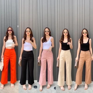 กางเกงลินินขากระบอกกลางเก็บทรงสวยเวอร์นางแบบใส่งานจริงไซส์ใหญ่S-3XL✅