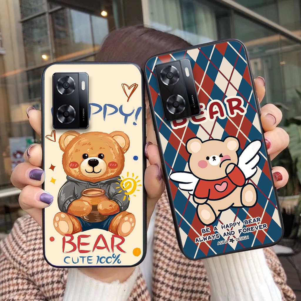 เคส Oppo A57 4G - Oppo A57 2022 พร้อมหมีเฉพาะสุดน่ารักและขอบสวย