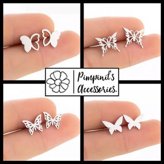 🇹🇭 พร้อมส่ง : 🦋 ต่างหูสแตนเลสสไตล์มินิมอลลายผีเสื้อ | Butterfly Minimalist Stainless Steel Stud Earring.