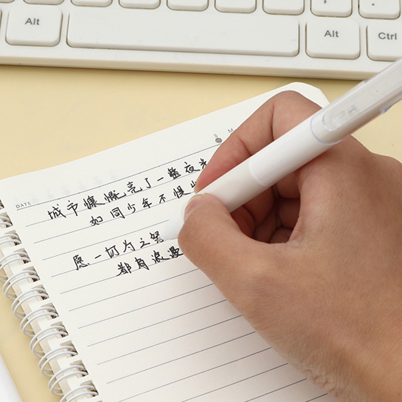 Ins 0.5 มม. ST โลหะผสม สีขาว ปากกาเจล นักเรียน หมึกสีดํา ปากกาพับเก็บได้ - รูปที่ 5