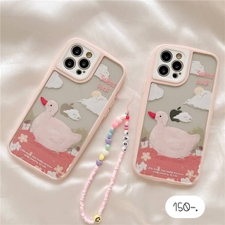 เคสโทรศัพท์ เคสแถมสายห้อง เคสแถมสายคล้องมือ เคสแถมสายคล้องแขน 🦆เป็ดชมพู+สาย