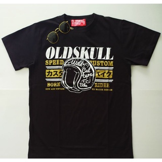 เสื้อยืด Oldskull ใส่สบาย ลาย หมวกไบค์เกอร์