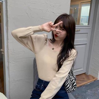 เสื้อคอเหลี่ยม แขนยาว ❤️4สี
