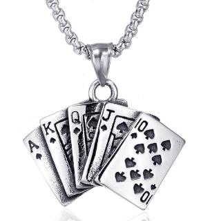 New mens fashion poker Pendant Necklace punk jewelry