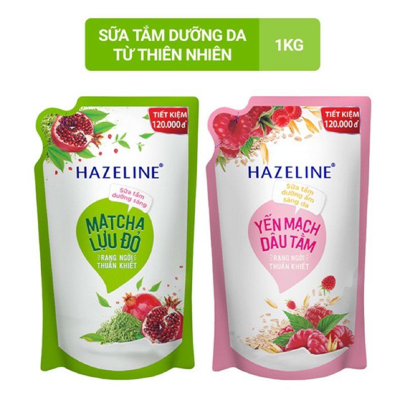 Hazeline Shower Gel Bag 1Kg Mulberry / Matcha Red Pomegranate - เจลอาบน ้ ํา Brightening