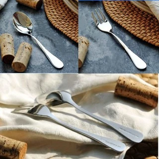 ช้อนส้อมเบเกอรี่ Stainless Steel 410 แท้(แพค1 คู่) สวยหรู หนา ไม่งอ #B-0018