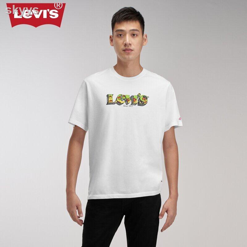 【KK】✉❐◈【leeee】 LEVI'S Lhc Levi ' S เสื้อยืดคอก ลมแขนสั้นผ้าฝ้ายพิมพ์ลาย