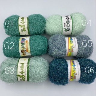 ไฟมล้างจาน Scrubby Yarn สีเขียวอมฟ้า