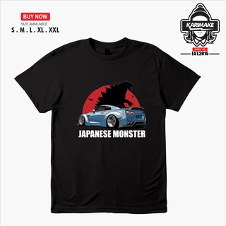 เสื้อยืดผ้าฝ้ายพิมพ์ลายแฟชั่น เสื้อยืด พิมพ์ลายรถยนต์ Nissan SKYLINE R35 GODZILLA