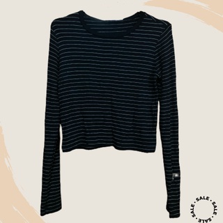 ZARA – เสื้อยืดแขนดาวสีดำ Long Sleeves Crop Top – M Black