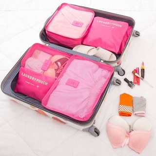 travel bag organizer เซทกระเป๋าจัดระเบียบเดินทาง คละสี เซต 6 ชิ้น กระเป๋าแบ่งของเดินทาง กระเป๋าจัดระเบียบ กระเป๋าใสของ