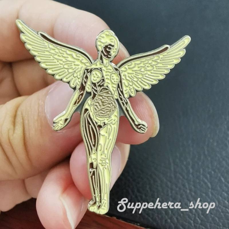 เข็มกลัด / หมุดโลหะ Nirvana In Utero Enamel Pin Golden Angel 🔱⚡( Hard Enamel Pin )