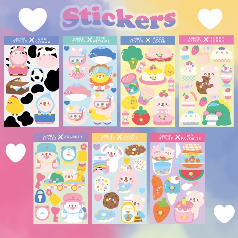 สติ๊กเกอร์ Cute 7แบบ (ขาวมัน/PP) ไดคัท – โปรปัง
