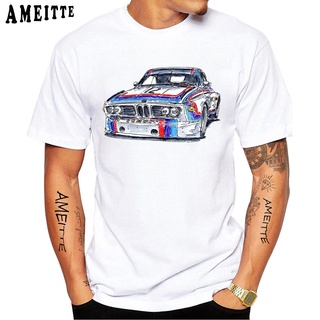 เสื้อยืดโอเวอร์ไซส์ เทรนด์ใหม่ลำลอง AMEITTE ฮาราจูกุผู้ชายแขนสั้น BMW M3 E30 รถคลาสสิกพิมพ์เสื้อยืดตลก TopsS-3XL