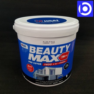 สีรองพื้นปูนใหม่และเก่า ชนิดด้าน สำหรับภายในและภายนอก ยี่ห้อ Beauty Max รุ่น ProCover 1400 2 in 1 Primer ขนาด 3.785 ลิตร