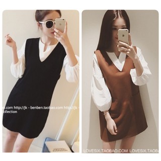 งานเซ็ท 2ชิ้น เสื้อสีขาวแขน 5ส่วน พร้อมเอี้ยมกระโปรงน่ารักๆ