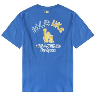 ใหม่ MLB เสื้อยืดแขนสั้นลําลอง คอกลม ผ้าฝ้าย พิมพ์ลาย สําหรับคู่รัก 3atse1123