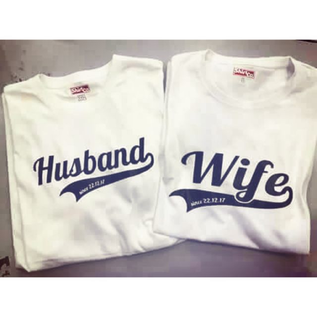 ชุดคู่รักสามีภรรยา Hubby Wifey Family เสื้อยืด 💯ผ้าฝ้าย