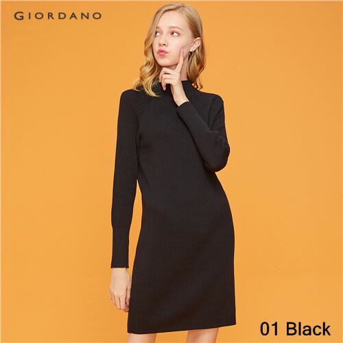 GIORDANO WOMEN Solid mockneck knitted dress 13469815