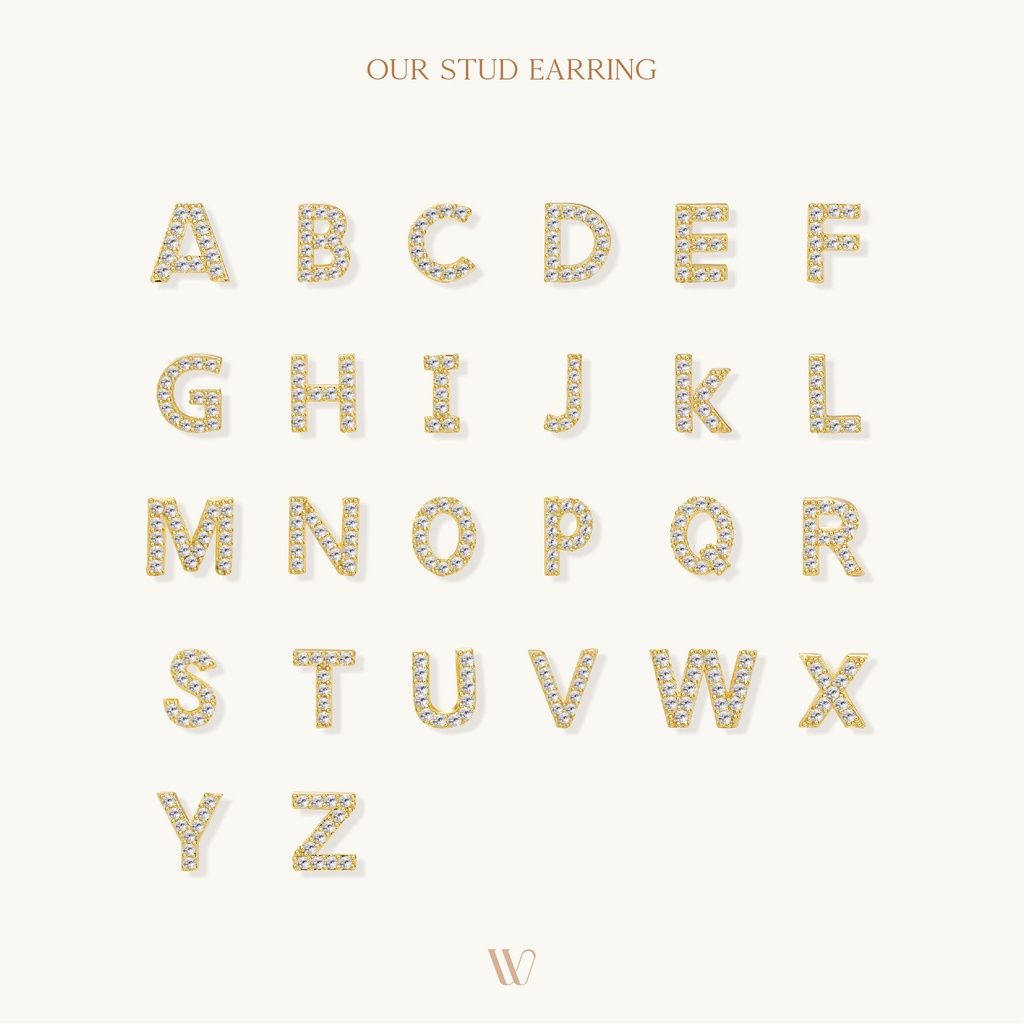 whisper.ring - Glow on me Necklace Alphabet(A-Z) สร้อยจี้ตัวอักษรประดับเพชร เสตนเลส ชุบทองคำ 14k #6