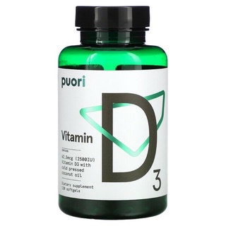 New 🇺🇸Puori, Vitamin D3, 62,5 mcg (2,500 IU), 120 Softgels