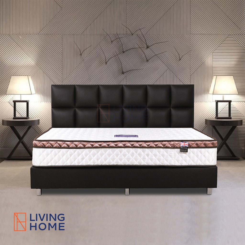 เตียงหัวเบาะ พร้อมฐานรอง 3.5 , 5 , 6 ฟุต สีน้ำตาลเข้ม (ซีเนีย) | Livinghome