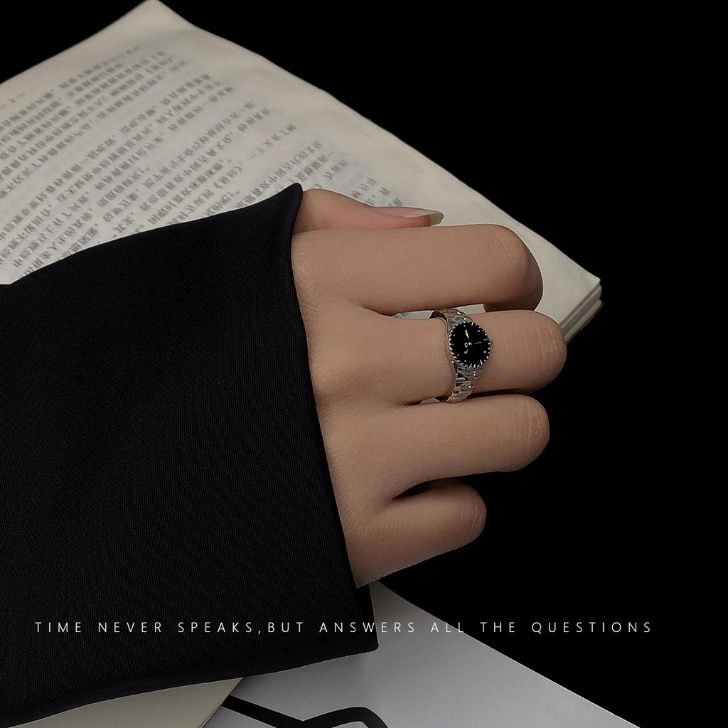 แหวนนาฬิกาข้อมือแฟชั่นย้อนยุคแบบ Dial แหวนนิ้วมือ