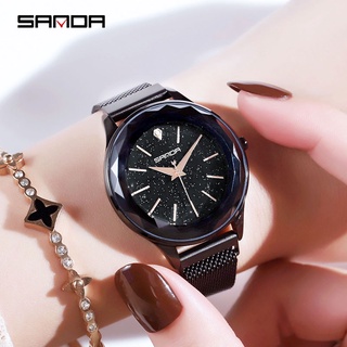 SANDA Luxury Brand lady Crystal Watch Magnet buckle Women Dress Watch Fashion Quartz Watch Female Stainless Steel Wristw