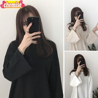 Chemisegrace✨พร้อมส่ง✨ เสื้อยืดแขนยาว  เสื้อสีพื้น รุ่น เสื้อสวยดี ผ้านิ่ม ยืด ใส่สบาย ฟชั่นเกาหลีทร358