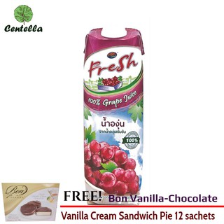 M&amp;K FRESH 100%GRAPE JUICE 1L.*1 Free Bon Vanilla-Chocolate Vanilla Cream Sandwich Pie 12 sachets 240 gram