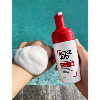 ACNE-AID FOAMING WASH OIL CONTROL 100ML (แดง)  แอคเน่-เอด ผลิตภัณฑ์ทำความสะอาดผิวหน้า