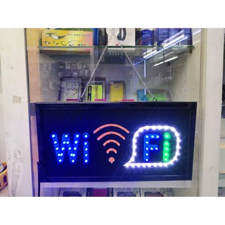 ป้ายไฟกระพริบ LED คำว่า WI-FI ข้อความพร้อมไฟวิ่ง  ขนาด 50 ซม ใช้ไฟบ้าน 220 Volts มองเห็นได้ชัดเจนแม้ในตอนกลางวัน