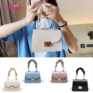 beginning กระเป๋าสะพายไหล่กระเป๋าถือสําหรับสตรีหนัง pu มีสายโซ่คล้อง totes crossbody