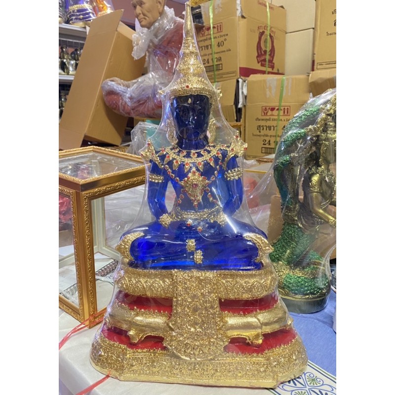 พระเเก้วมรกต 9 นิ้ว สีประจำวัน ฐาน12นิ้ว องค์ใหญ่ ปิดทองเค