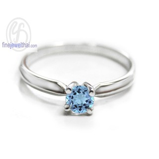 Finejewelthai-แหวนอะความารีน-แหวนเงิน-แหวนพลอยแท้-แหวนประจำเดือนเกิด-Aquamarine-Birthstone-Silver925-Ring-R1183aq